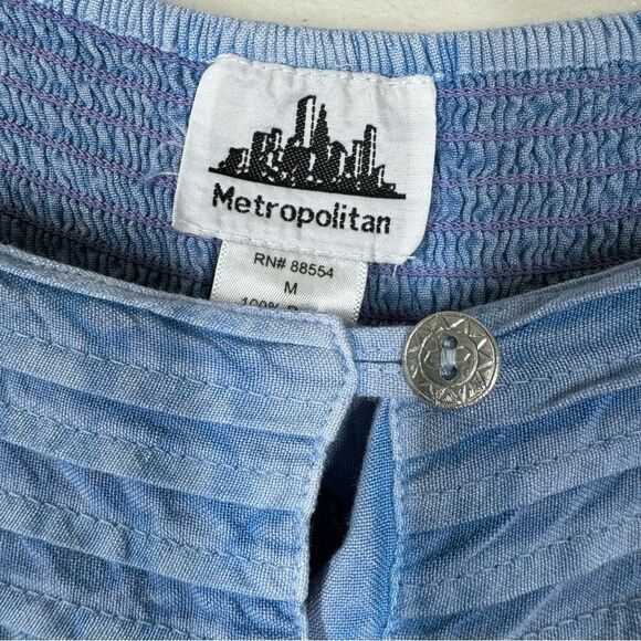 Metropolitan Tank Top Sleeveless Blue Embroidered Rayon Fairy Womens Size Medium - Picture 3 of 8